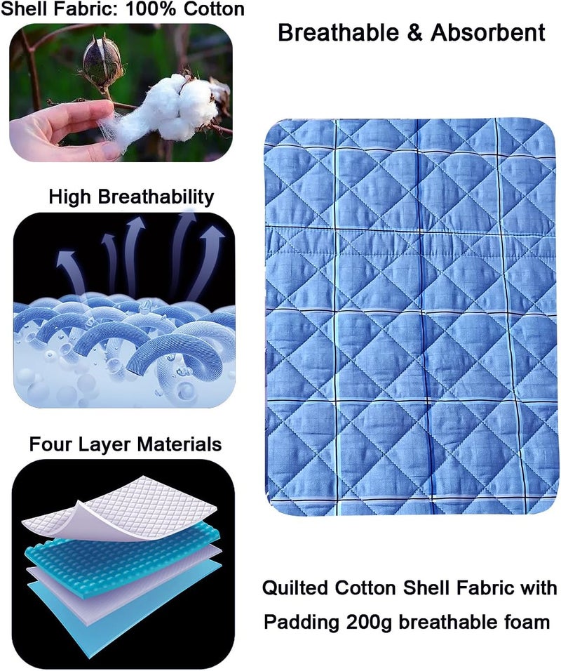 Telison Positioning Bed Pad with Handles, 100% Cotton Shell; Breathable Slide Sheets for Patients to Prevent Bed Sores; Waterproof Draw Sheets for Hospital Bed, 36” x 54”,Checks Pattern - Image 3